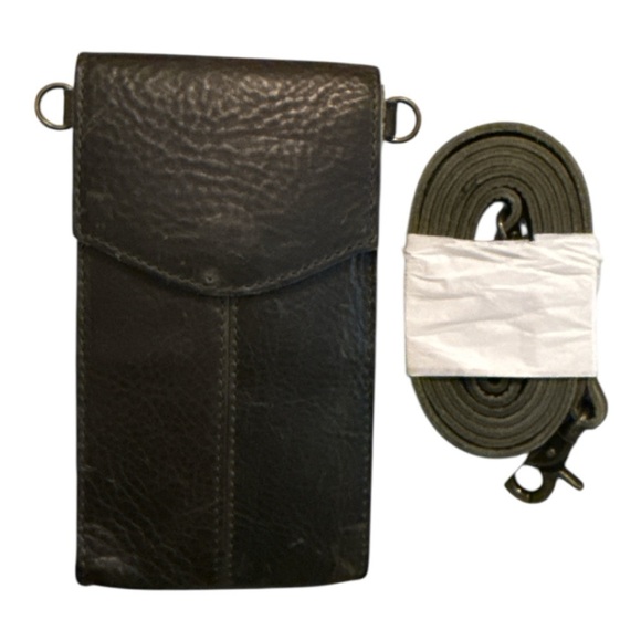 None Handbags - Black Leather Crossbody Phone Bag